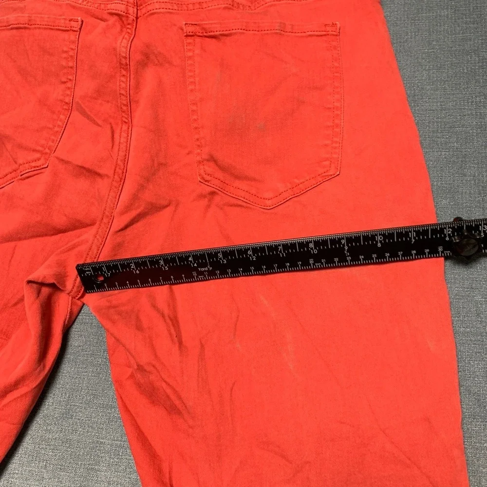 Mens Jeans 35x27 Red Denim Skinny Leg Regular Fit 5 Pockets Outdoor Frayed Hem